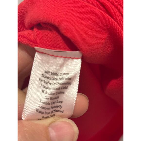 JOHNNY WAS JWLA Red Cotton Floral Embroidered 3/4 Sleeve Scoop Neck Dress S - Picture 6 of 7